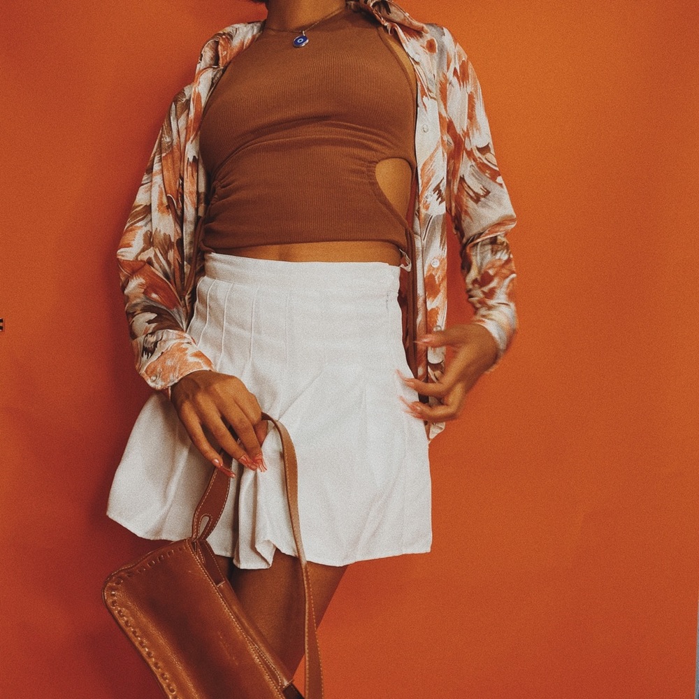 70s multicolor brown button up 🤎🧡